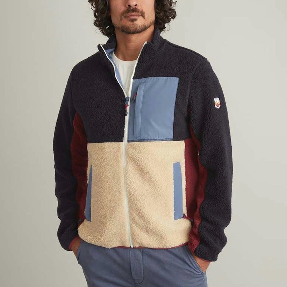Marine Layer x Lost & Found Glacier Sherpa Jacket Colorblock Fleece Jacket Med
